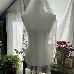 Off white Bridal Veil with Floral Lace